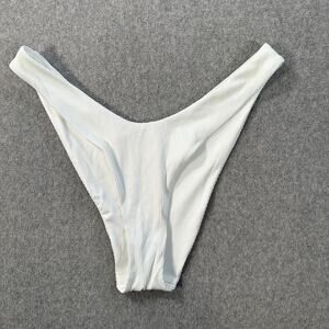 Aerie Cheekier White Ribbed Bikini Bottom Size X-Large Swim Beach New